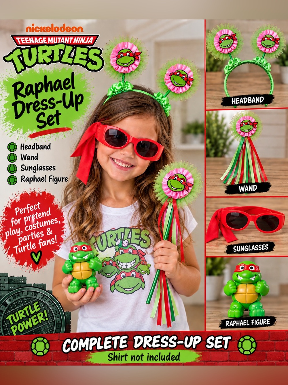 🐢 Teenage Mutant Ninja Turtles Raphael Dress-Up Bundle ❤️💚